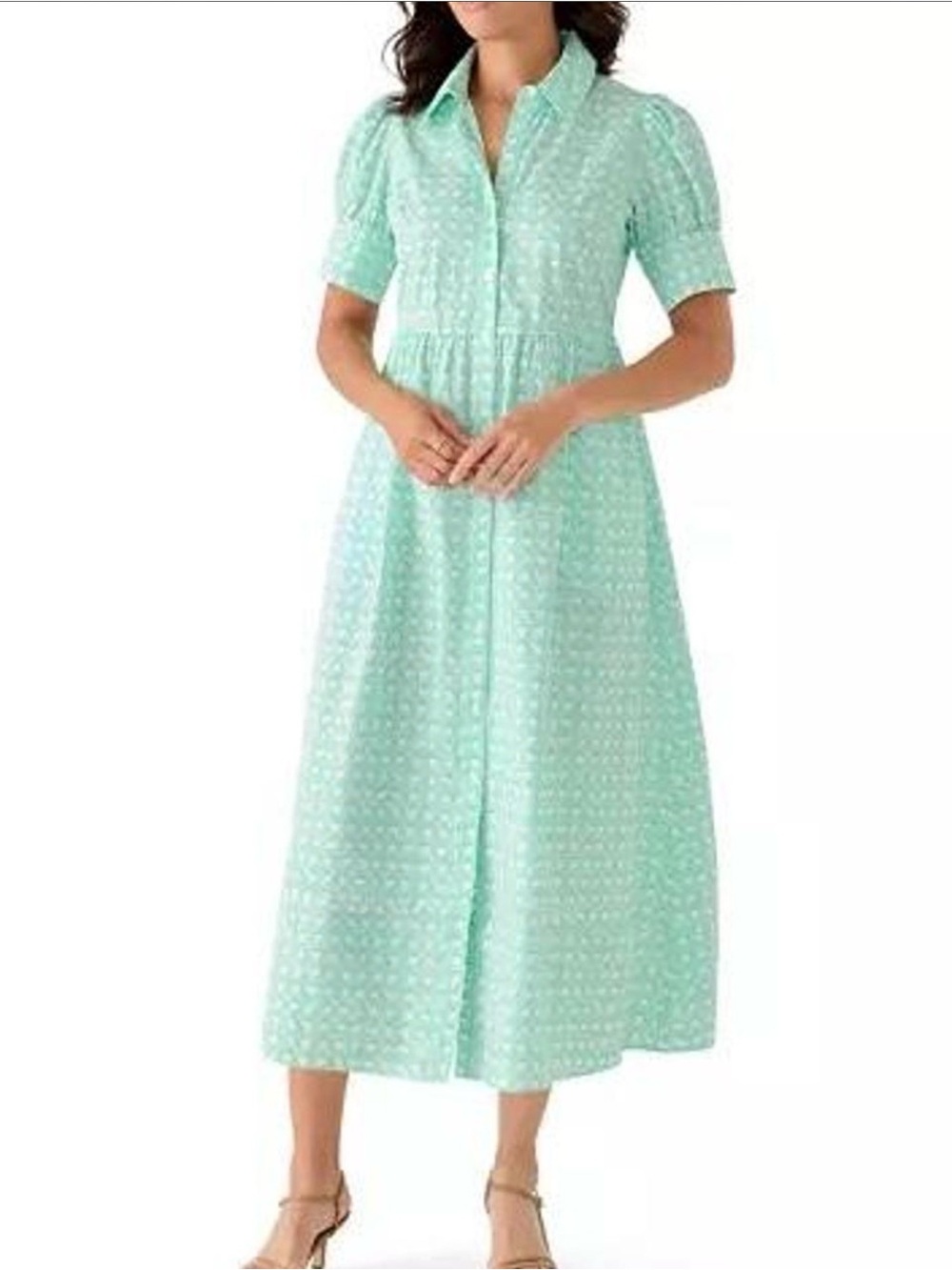 crown & ivy Mint Green Button-Down Midi Dress